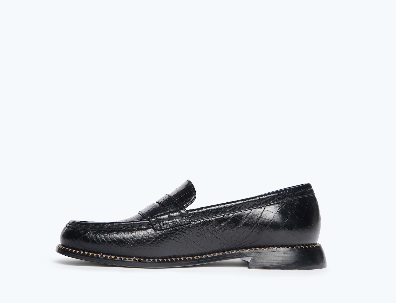 Freda Salvador Elba Penny Loafer - Black Embossed Croc — Cocobolo